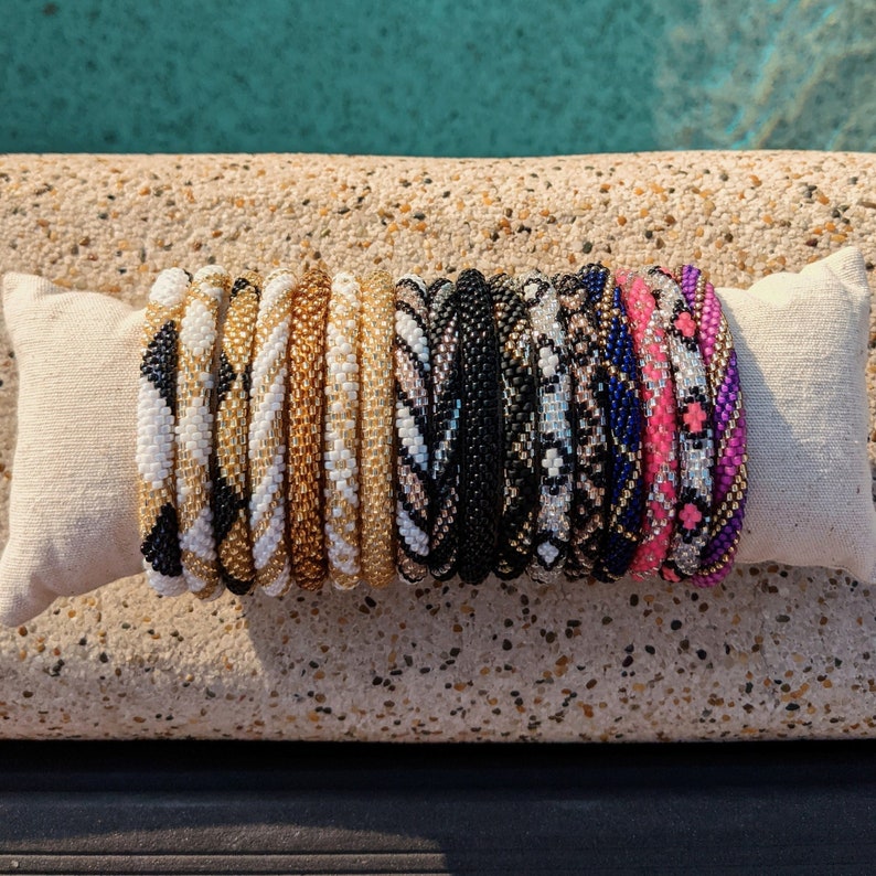 Nepalese bracelet #6 (white and gold)