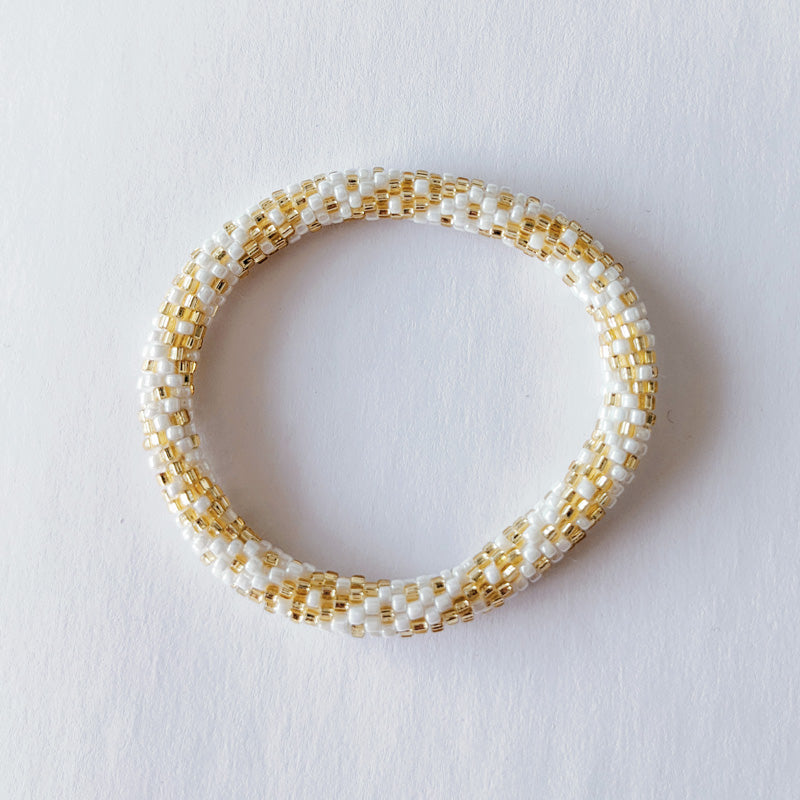 Nepalese bracelet #6 (white and gold)