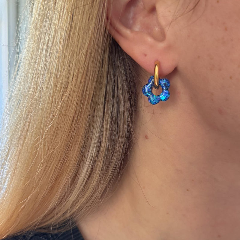 Pendientes de aro Hibiscus - noche estrellada