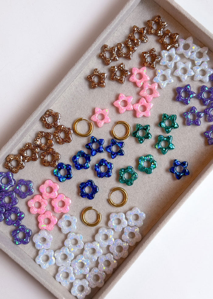 Pendientes de aro Hibiscus - noche estrellada