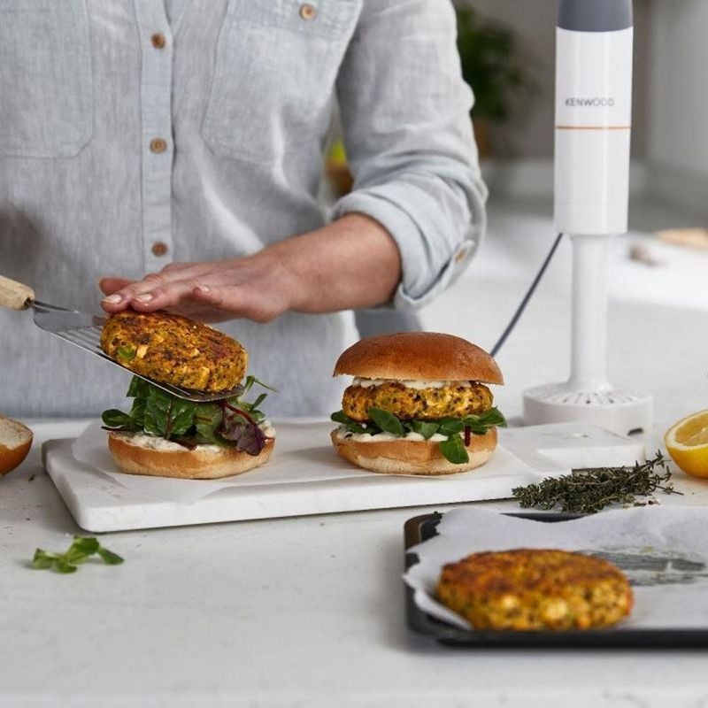 Mixeur Plongeant avec 5 accessoires - Triblade - 850W - Blanc/Gris