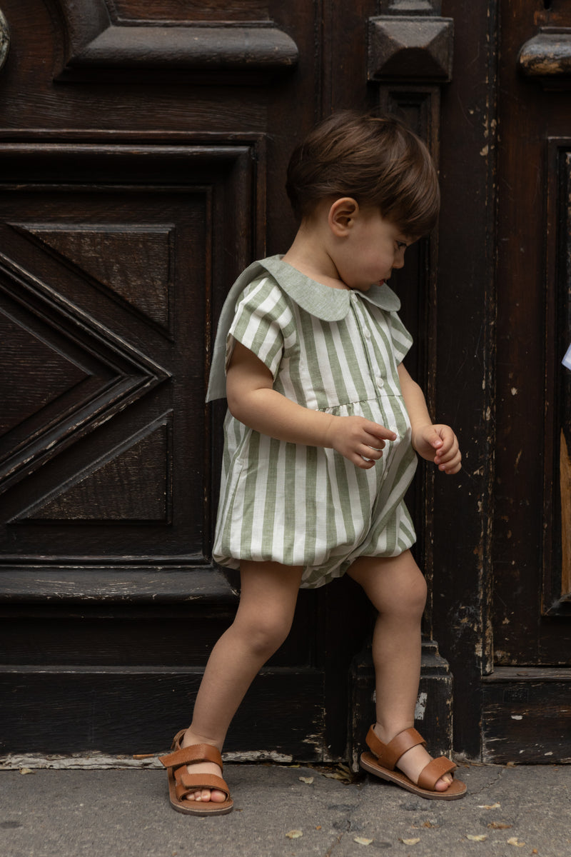 Barboteuse Bac - Rayures Vertes