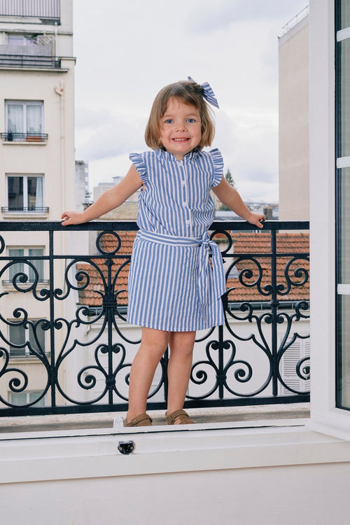 Skirt - Short Pleyel - Seersucker Blue Stripes