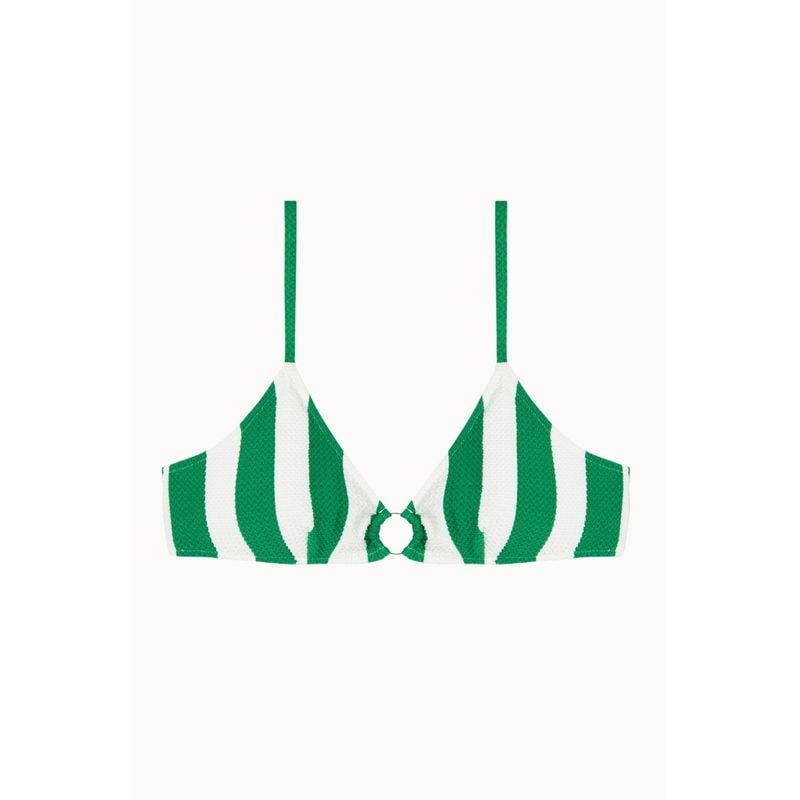 Top de bikini de playa Aura Arox - Verde y blanco