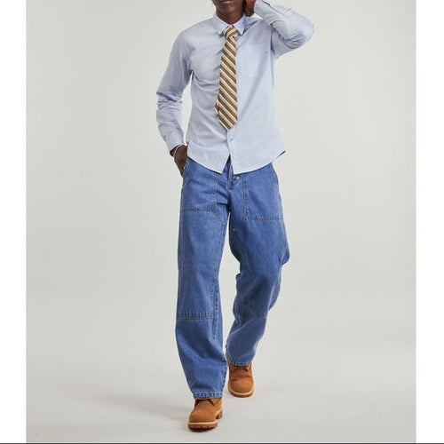 Vaqueros con lavado Archive de mezclilla con doble rodilla y orillo - Azul