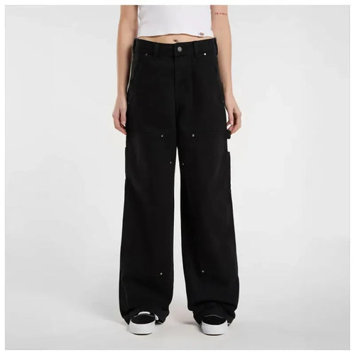 Pantalones de lona con doble rodilla - Negro