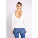Round Neck Backless T-Shirt - Navy