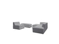 Megeve - Canapé D'Angle Fixe Modulable - Tissu Bouclette - Avec 1 Chauffeuse Et 1 Pouf - Angle Gauche