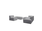 Megeve - Canapé D'Angle Fixe Modulable - Tissu Bouclette - Avec 1 Chauffeuse Et 1 Pouf - Angle Gauche