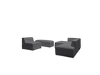 Megeve - Canapé D'Angle Fixe Modulable - Tissu Bouclette - Avec 1 Chauffeuse Et 1 Pouf - Angle Gauche