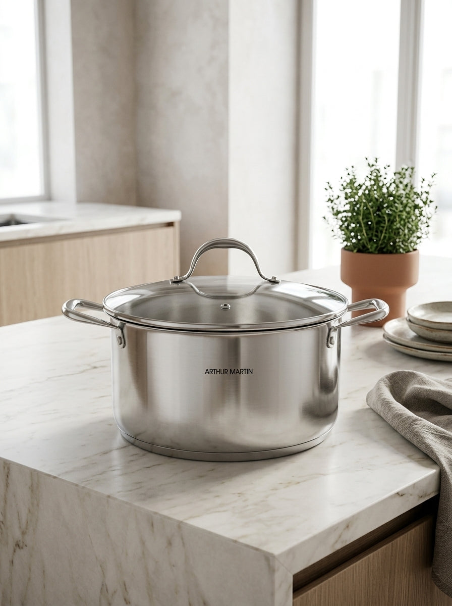 Stockpot 32cm - Glass Lid - Stainless Steel - Inox