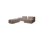 Megeve - Canapé D'Angle Fixe Modulable - Tissu Bouclette - Avec Pouf - Angle Droit