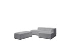 Megeve - Canapé D'Angle Fixe Modulable - Tissu Bouclette - Avec Pouf - Angle Droit