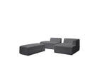 Megeve - Canapé D'Angle Fixe Modulable - Tissu Bouclette - Avec Pouf - Angle Droit
