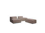 Megeve - Canapé D'Angle Fixe Modulable - Tissu Bouclette - Avec Pouf - Angle Gauche