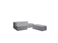 Megeve - Canapé D'Angle Fixe Modulable - Tissu Bouclette - Avec Pouf - Angle Gauche