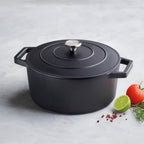 Sauter - Cocotte Rotonda Con Coperchio - Ghisa - Nero