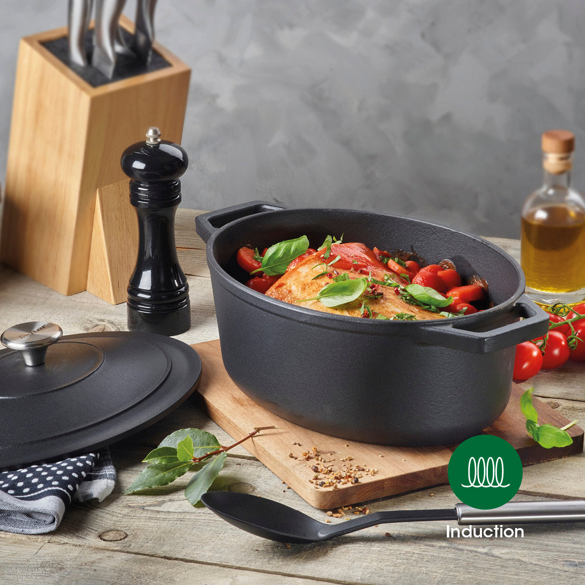 Sauter - Cocotte Ovale Avec Couvercle - Fonte - Noir