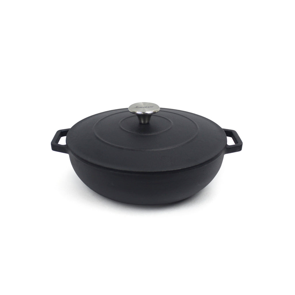 Sauter - Casseruola Bassa Rotonda Con Coperchio - Ghisa - Nero