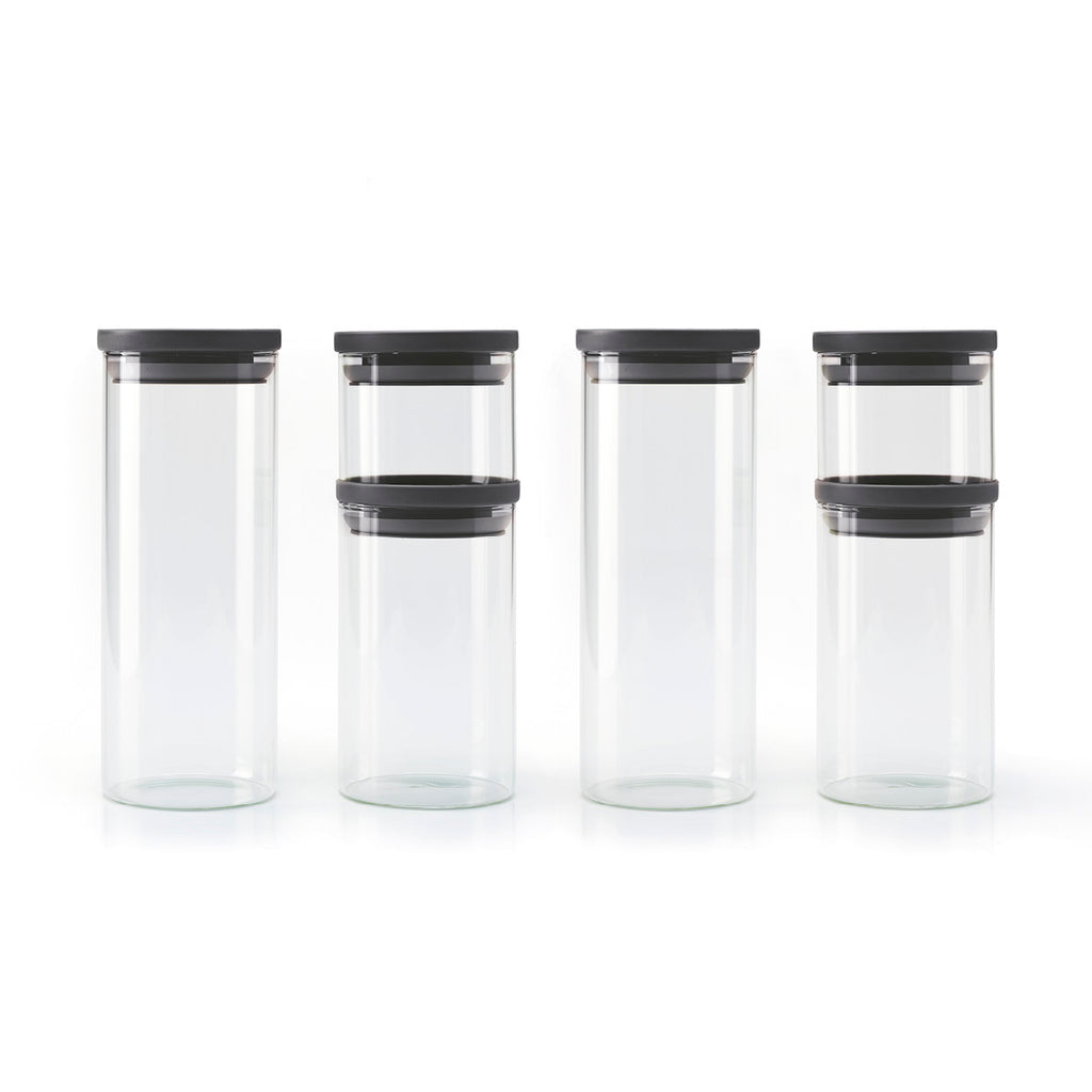 Sauter - Set De 6 Boîtes De Conservation Avec Couvercle - Verre Borosilicaté - Noir