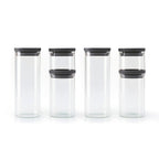 Sauter - Set De 6 Boîtes De Conservation Avec Couvercle - Verre Borosilicaté - Noir
