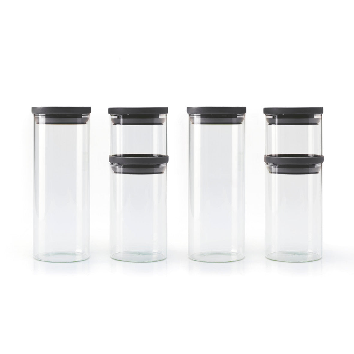 Sauter - Set De 6 Boîtes De Conservation Avec Couvercle - Verre Borosilicaté - Noir