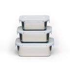 Sauter - Set of 3 Containers With PP Lid - 304 Stainless Steel - Silver