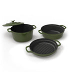Sauter - 4-Piece Stackable Cookware Set - Cast Iron - Green