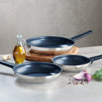 Sauter - Set Of 3 Non-Stick Frying Pans - 304 Stainless Steel + Bakelite - Silver