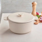 Sauter - Round Casserole Dish with Lid - Cast Iron - Cream