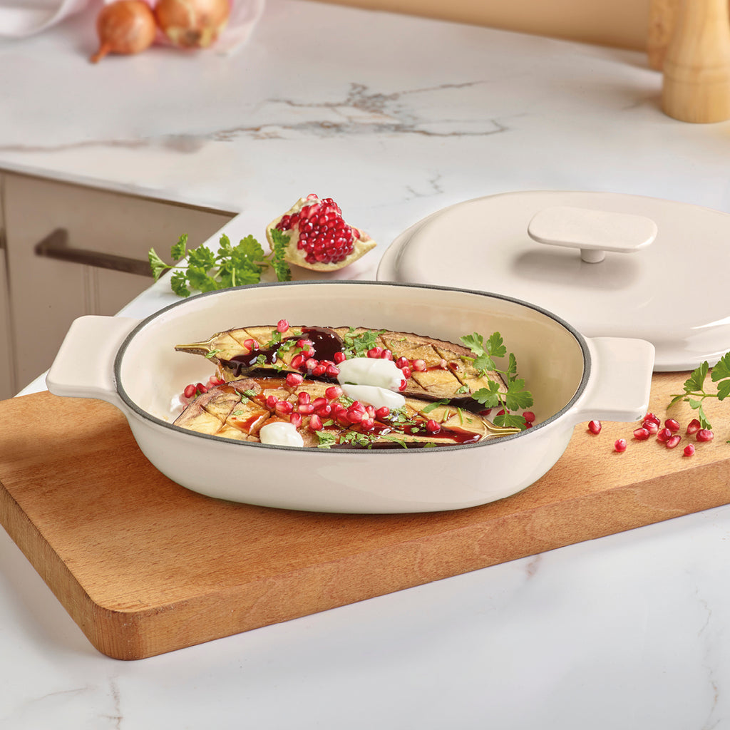 Sauter - Cocotte Ovale Con Coperchio - Ghisa - Crema