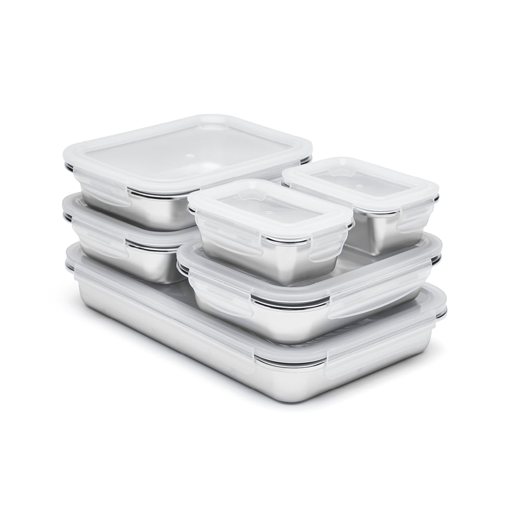 Sauter - Set De 6 Récipients Avec Couvercle En Pp - Acier Inoxydable 304 - Argent
