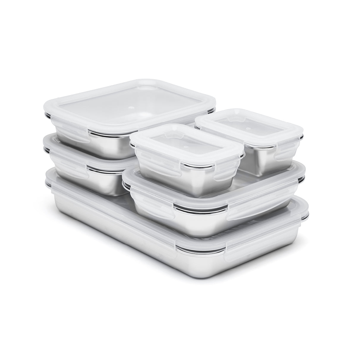 Sauter - Set De 6 Récipients Avec Couvercle En Pp - Acier Inoxydable 304 - Argent