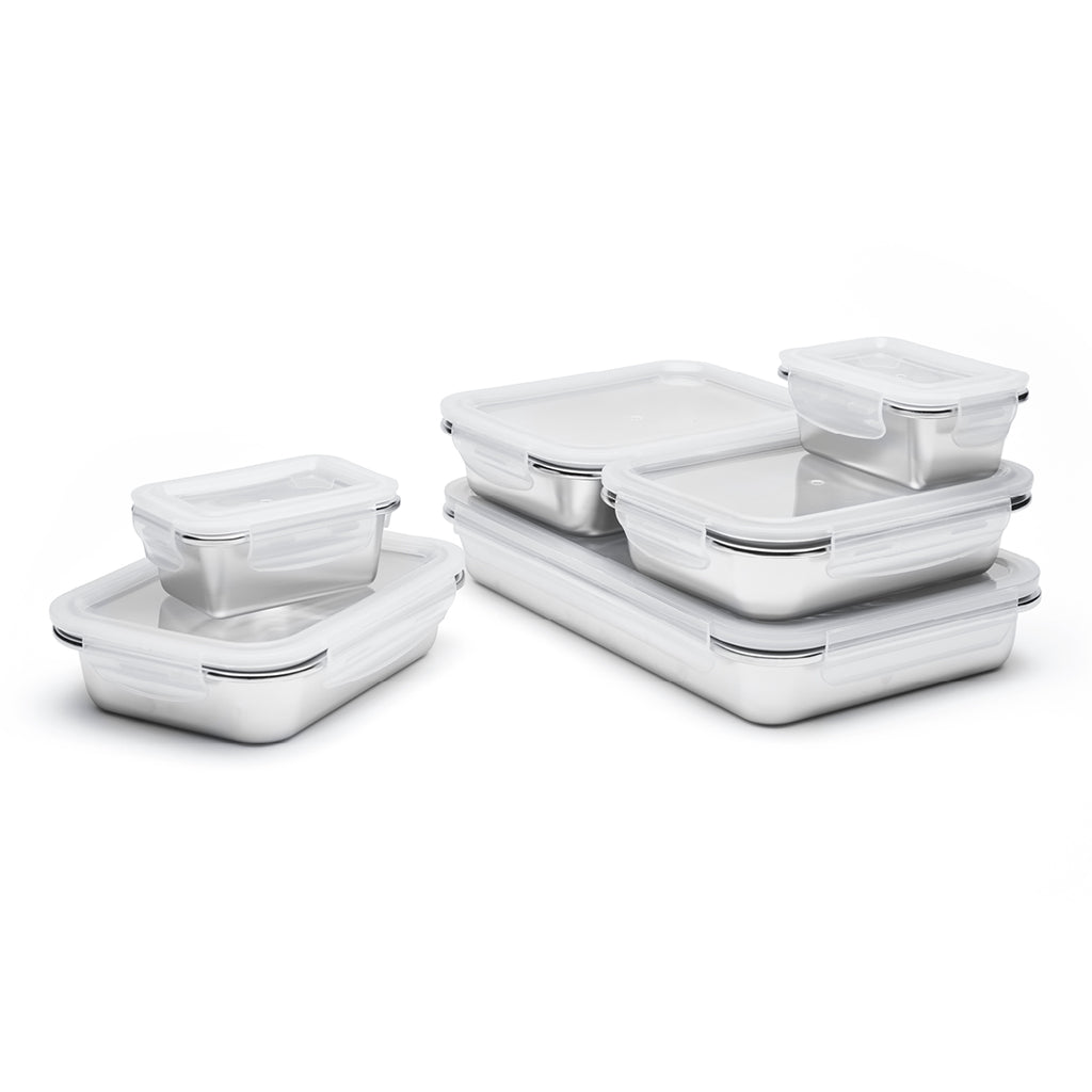 Sauter - Set De 6 Récipients Avec Couvercle En Pp - Acier Inoxydable 304 - Argent