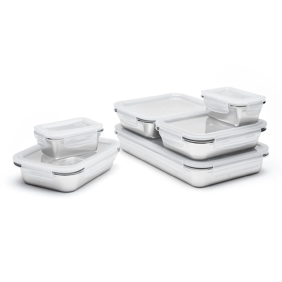 Sauter - Set De 6 Récipients Avec Couvercle En Pp - Acier Inoxydable 304 - Argent