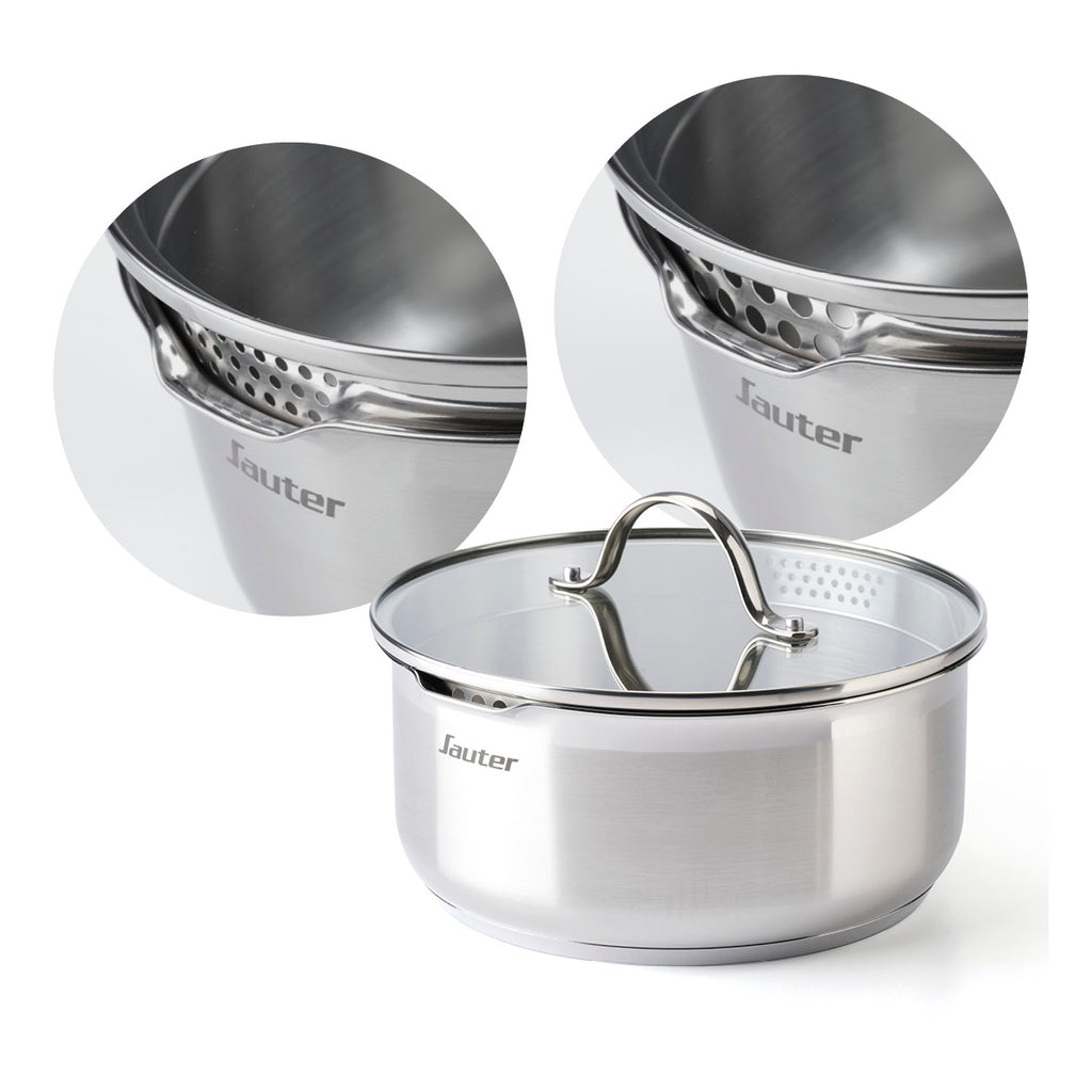 Sauter - Batterie Empilable Avec Poignée Amovible 10 Pièces - Acier Inoxydable 304 - Argent