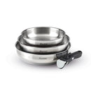 Set De 3 Poêles En Inox Avec Poignée Amovible - Argenté