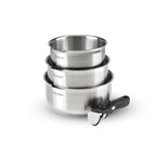 Set Of 3 Saucepans With Removable Handle - Silver