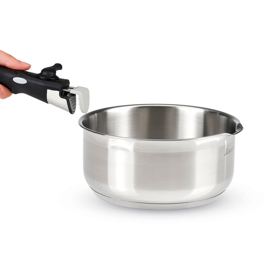 Set Of 3 Saucepans With Removable Handle - Silver