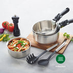 Set Of 3 Saucepans With Removable Handle - Silver