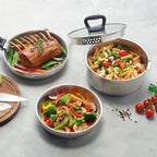 Set Of 3 Saucepans With Removable Handle - Silver