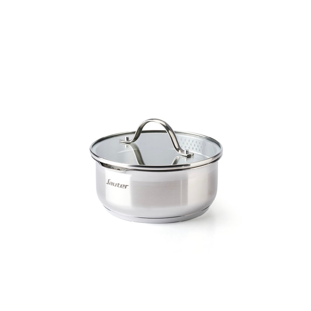Glass Lid With Stainless Steel Button - Transparent/Silver - 3 Sizes