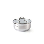 Glass Lid With Stainless Steel Button - Transparent/Silver - 3 Sizes