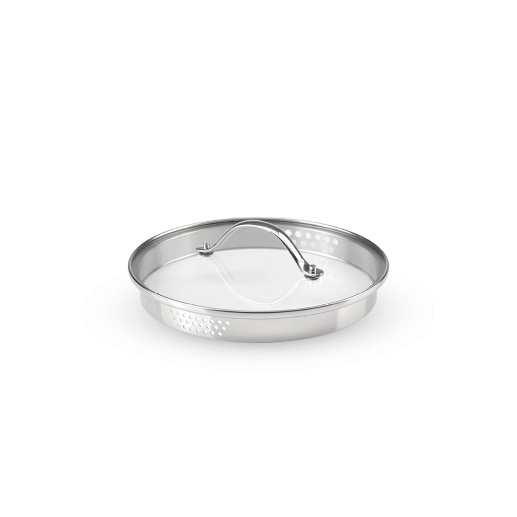 Glass Lid With Stainless Steel Button - Transparent/Silver - 3 Sizes