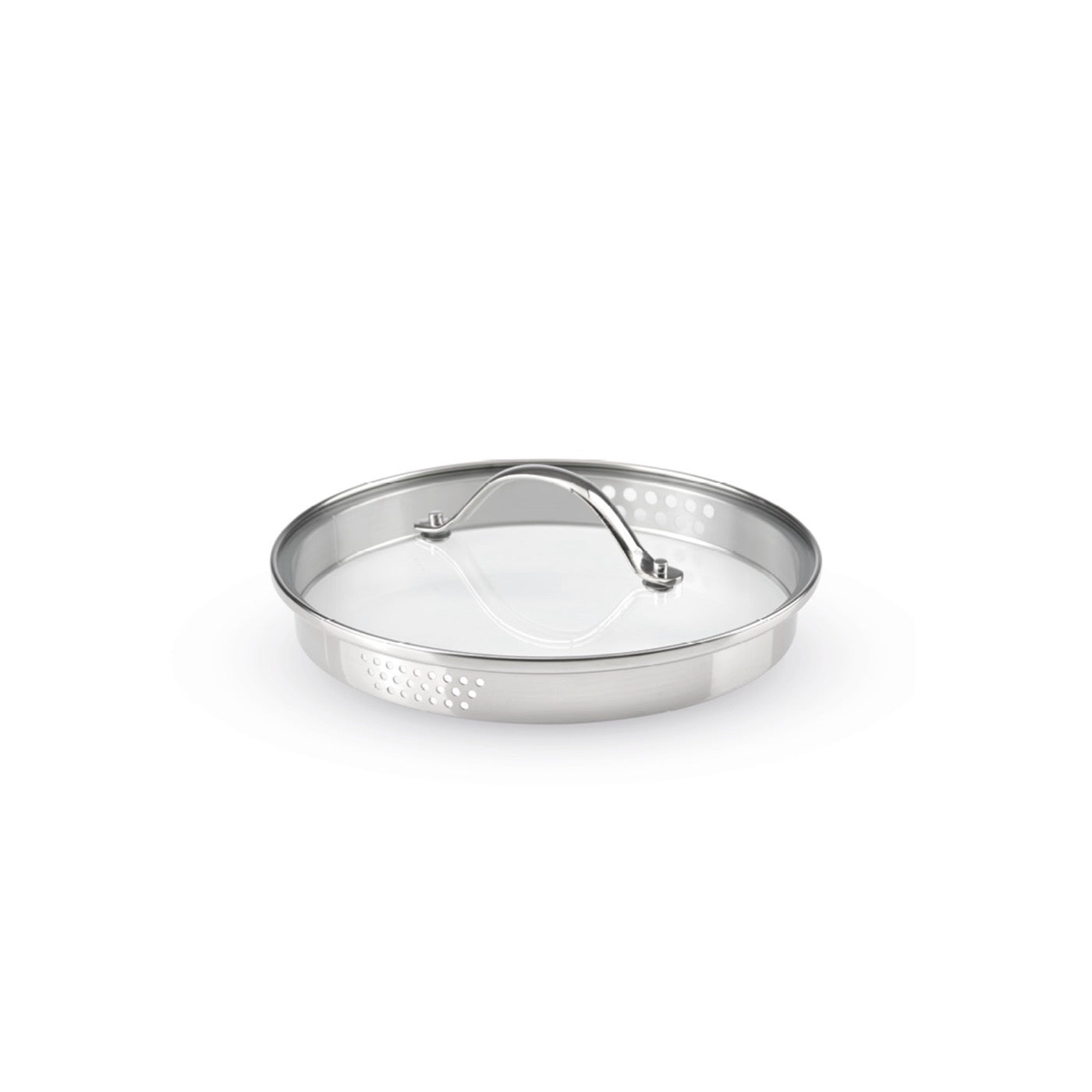Glass Lid With Stainless Steel Button - Transparent/Silver - 3 Sizes
