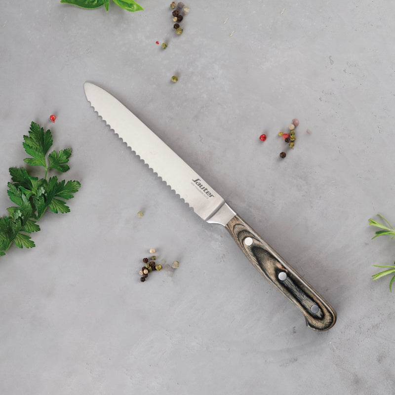 Couteau D'Office Avec Manche En Bois - Gris Foncé - 14cm