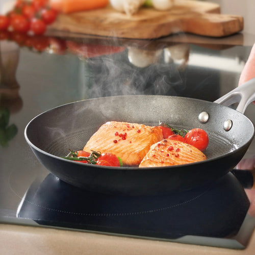 Poêle En Fonte Structure Nid D'Abeille Avec Poignée En Inox - Noir - 3 Tailles