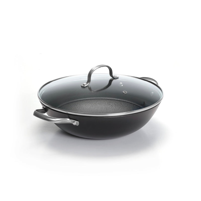 Wok En Fonte Structure Nid D'Abeille - Noir - 30cm