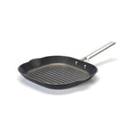 Parrilla de hierro fundido con estructura de panal y mango de acero inoxidable - Negro - 28 cm