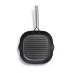 Parrilla de hierro fundido con estructura de panal y mango de acero inoxidable - Negro - 28 cm